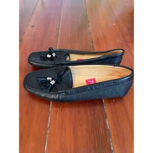 Lauren Ralph Lauren W 7.5 Black Leather Driving Loafers Moccasins Slip-On Shoes